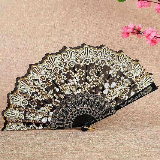 2pack Stylish Handheld Folding Lace Fan, cooling Hand fans for Weddings, Show Theater