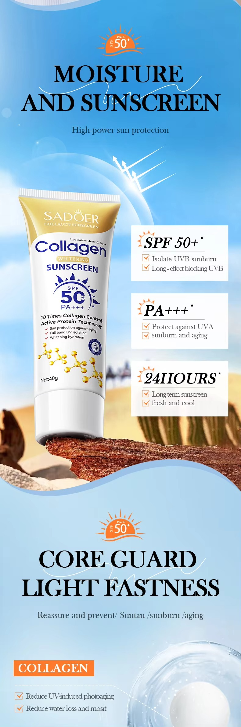 SADOER Collagen SPF50 Sunblock Sunscreen Cream