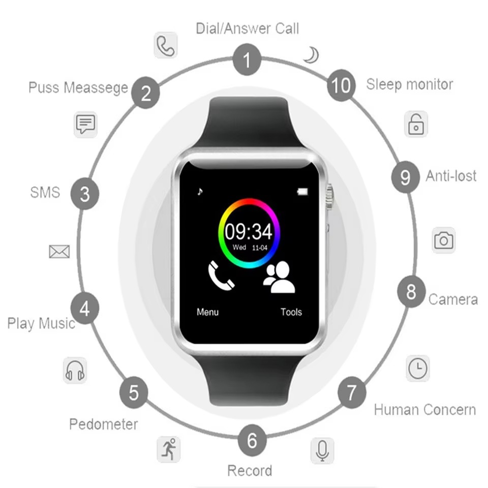 A1 SIM Card Sports Smart Watch For Android Phones