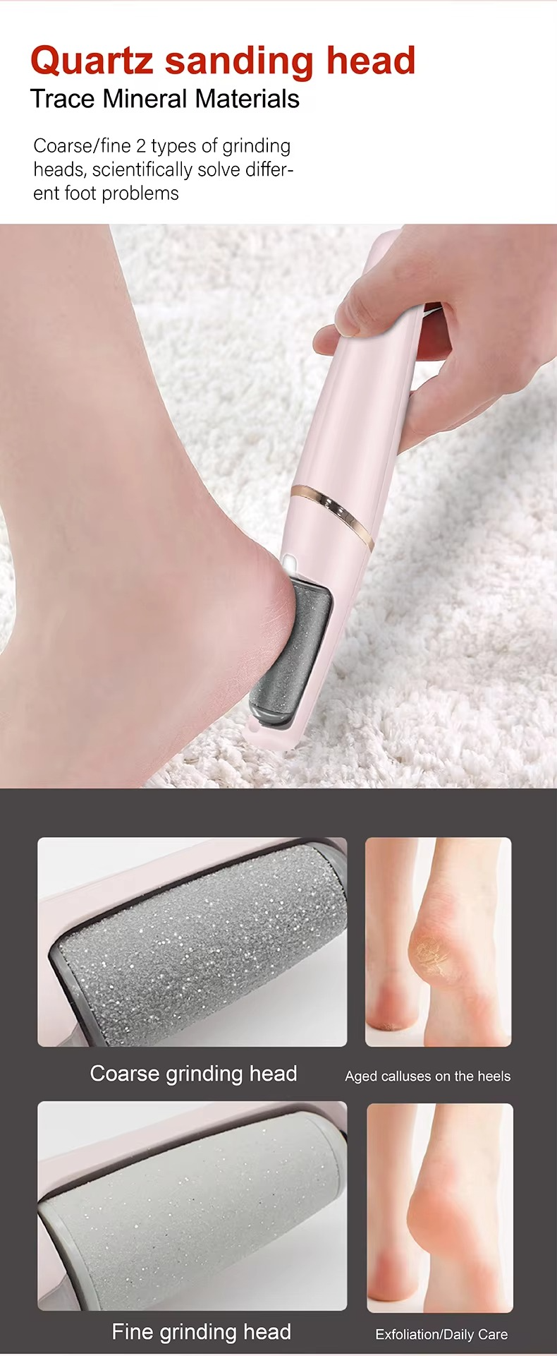 Rechargeable Electronic Foot Callus Remover High-Efficiency Electric Foot Grinder for Smoother Foot File