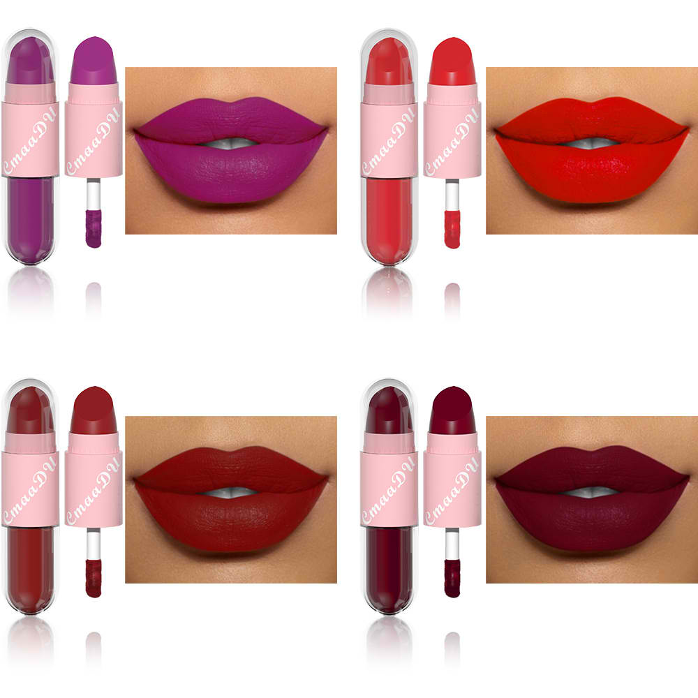 6pc/Box 2 in 1 Longlasting, non stick cup, velvet smooth matte lipstick set