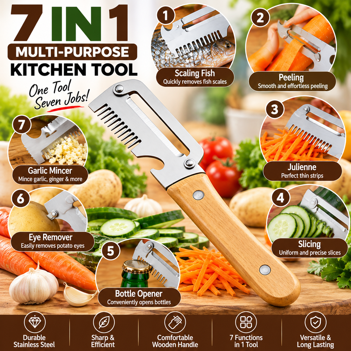 2pc 7-in-1 Multi-Purpose Kitchen Tool