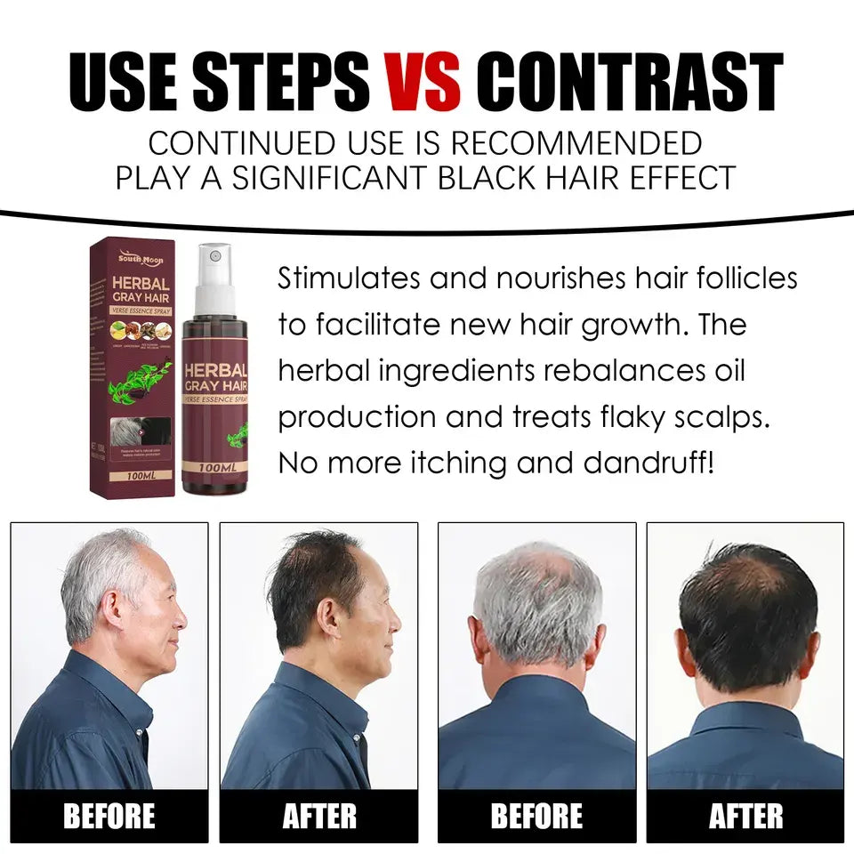 100ml Anti White Hair Spray Herbal Reduce Gray Hair, Repair Hair Scalp Care Nourish White Hair Back To Black Hair Growth