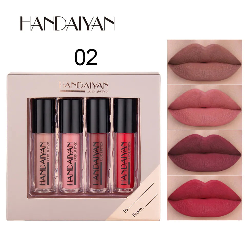4pc Handaiyan Waterproof Long Lasting Liquid Matte Lip Lipstick Atricana 9168