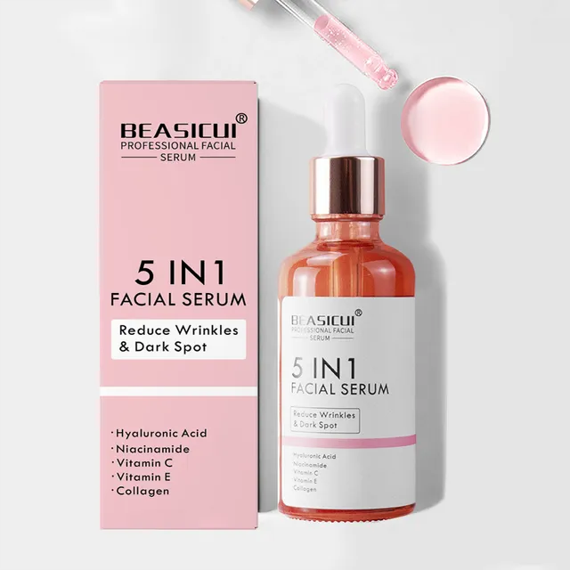 5 in 1 Anti Wrinkle Anti Aging Face Serum with 30% Vitamin C 5% Niacinamide 10% Hyaluronic Acid 10% Vit E 5% Collagen