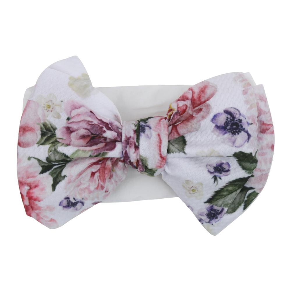 5pcs Elastic bows baby turban headwrap ,Soft colorful fabric BabyGirl headband