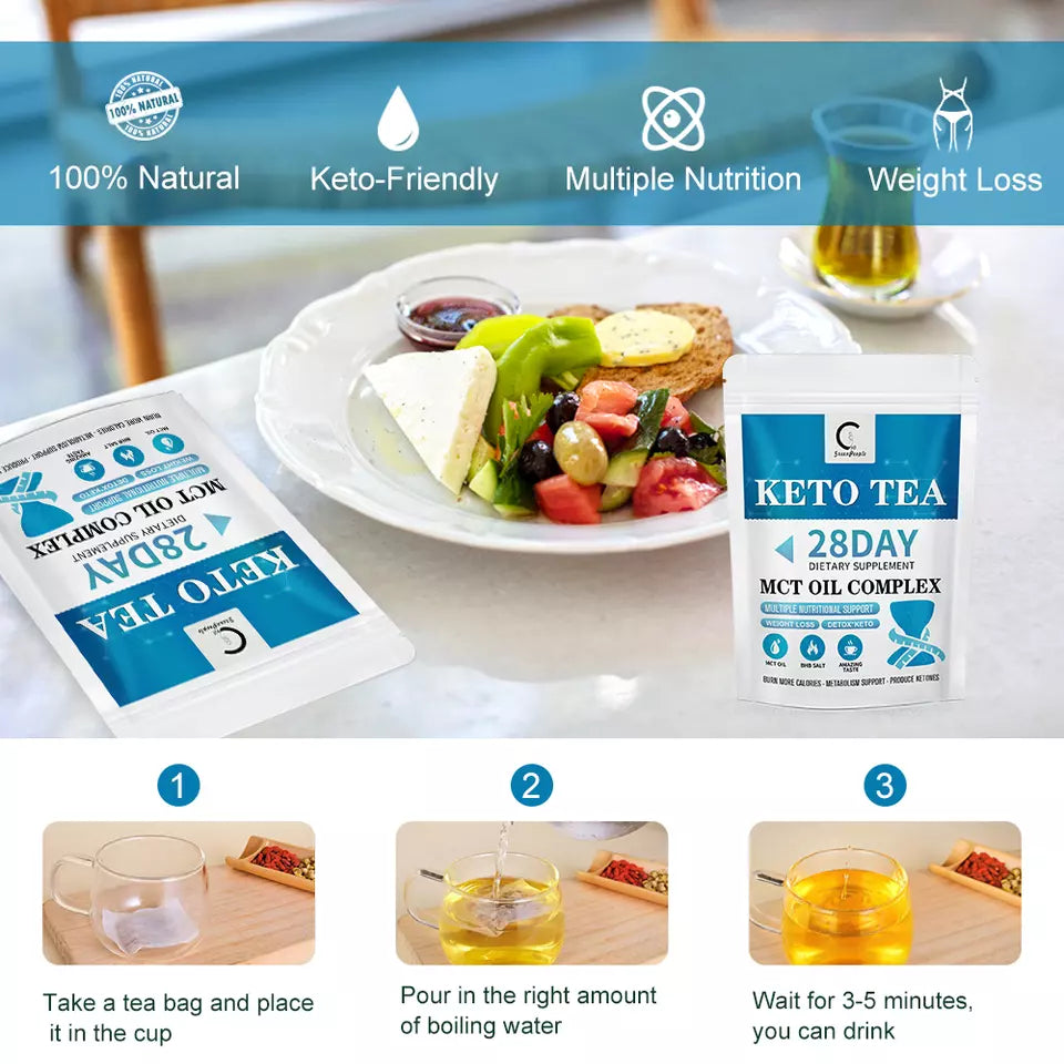 28 days Keto Tea with MCT Oil, Colon Cleanser Fat Burner Weight Loss Detox Tea