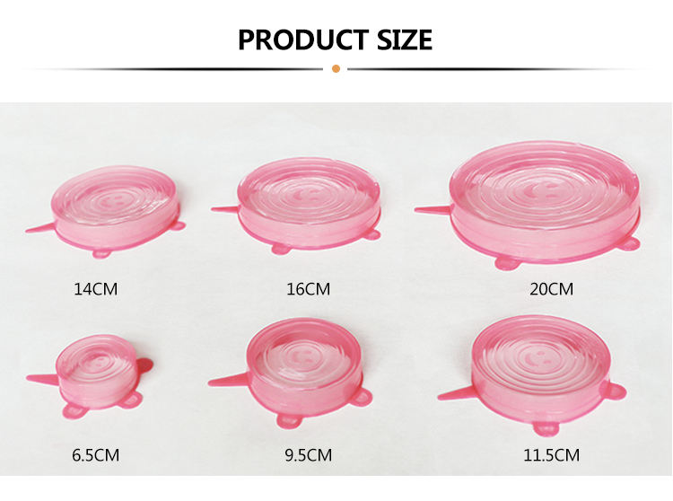 6 Pack Silicone Stretch Lids Durable Food Storage Covers for Bowl