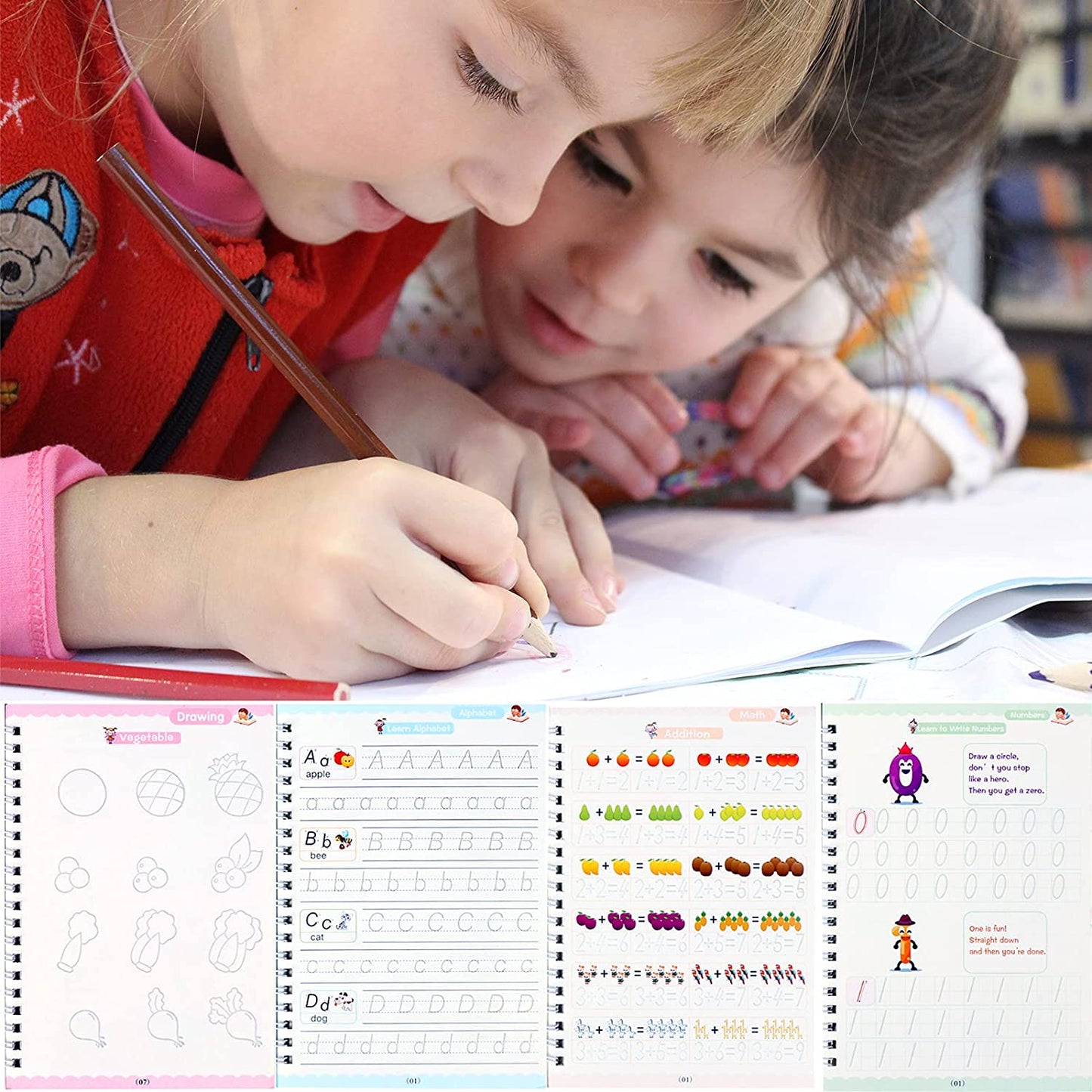 Magic Practice Copybook for Kids, Reusable - Number & Letter Tracing Books, Drawing & Math Practice Books