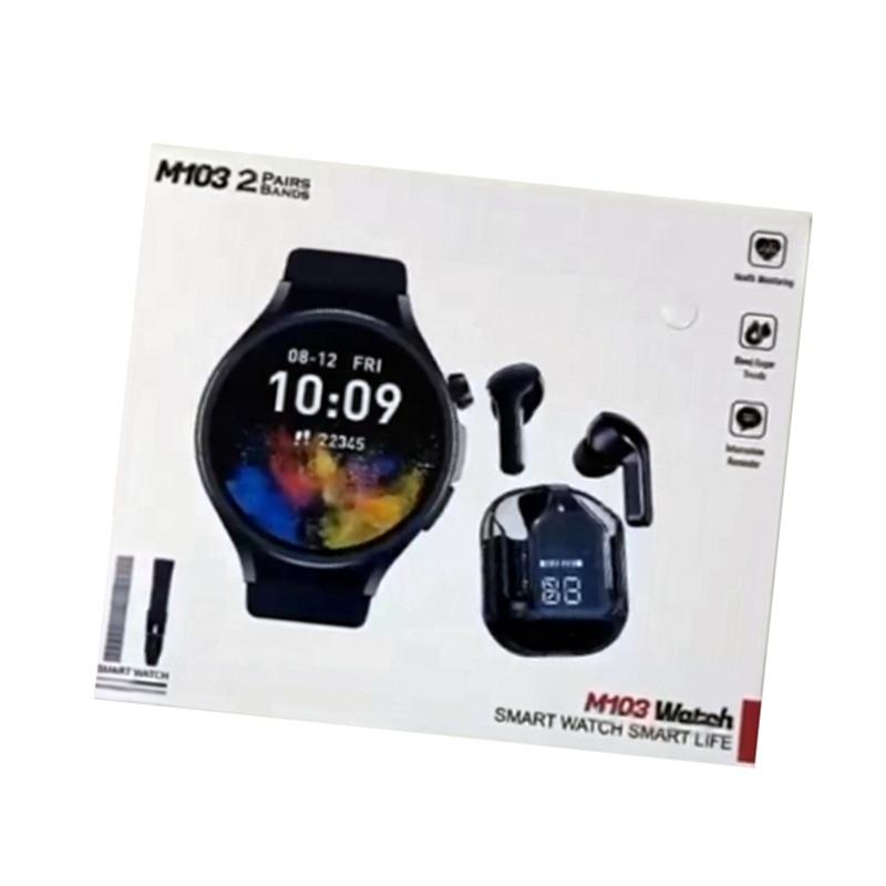 High Quality M103 Smart watch with 2 pairs of Straps and Free Earbuds