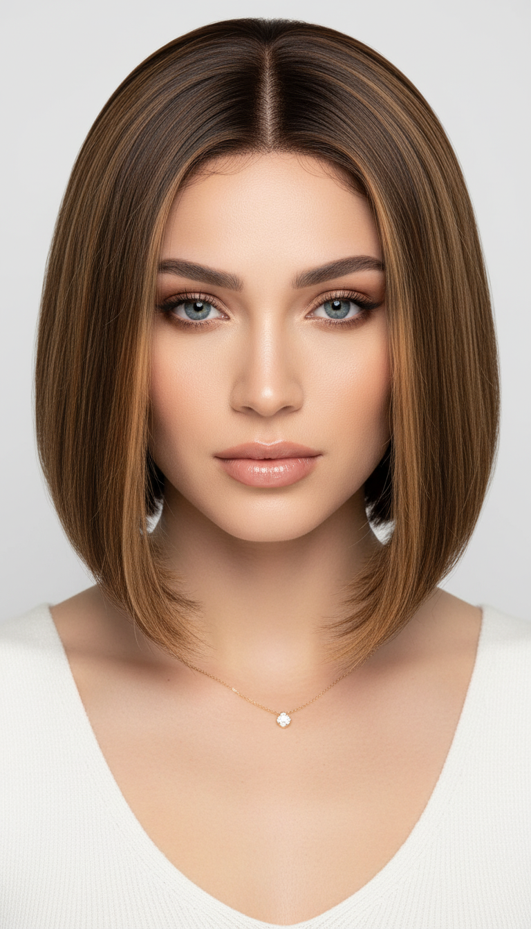 Heat Resistant Mid Split Tangle free Bob Wig  with a free wig Cap