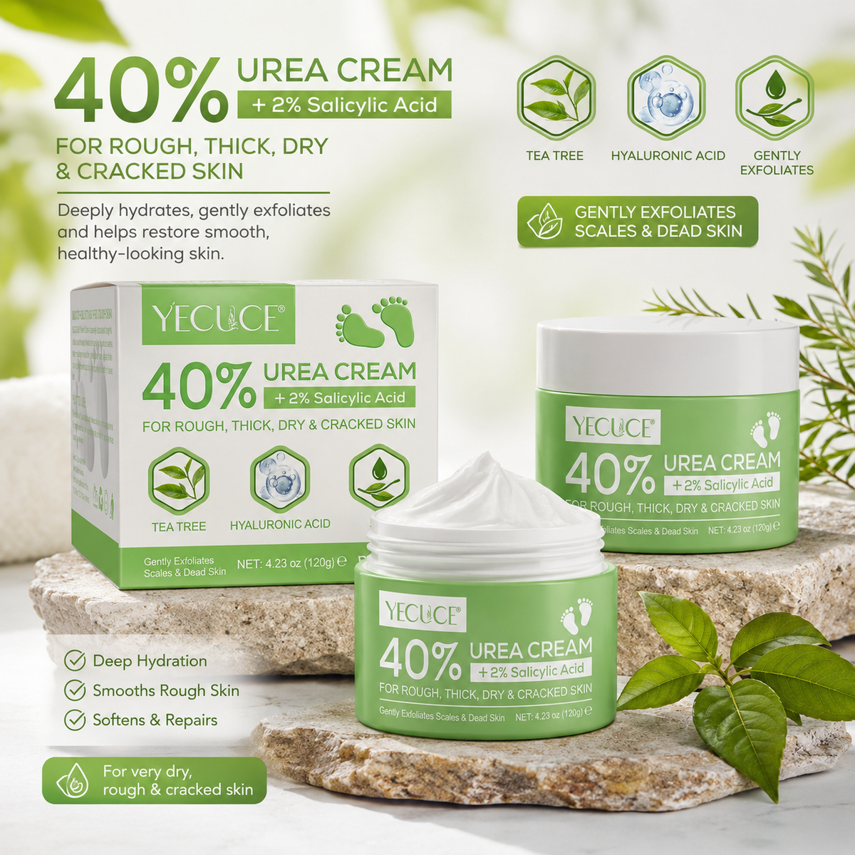 YECUCE 40% Urea Intensive Foot & Heel Repair Cream 120g