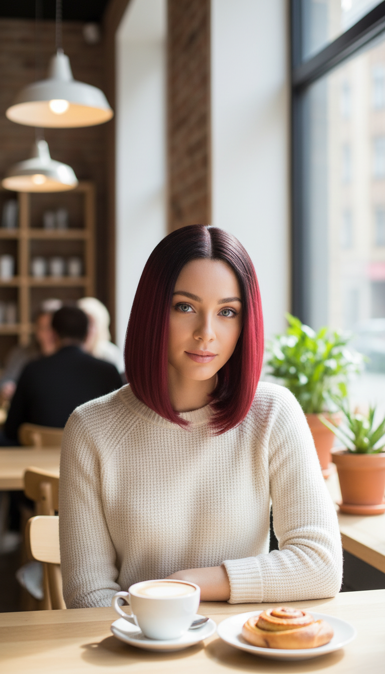 Heat Resistant Mid Split Tangle free Bob Wig  with a free wig Cap