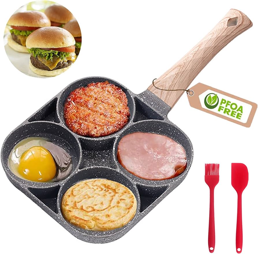 4 Slots Nonstick  Frying Pan for Pancakes, Omelet, steak Breakfast