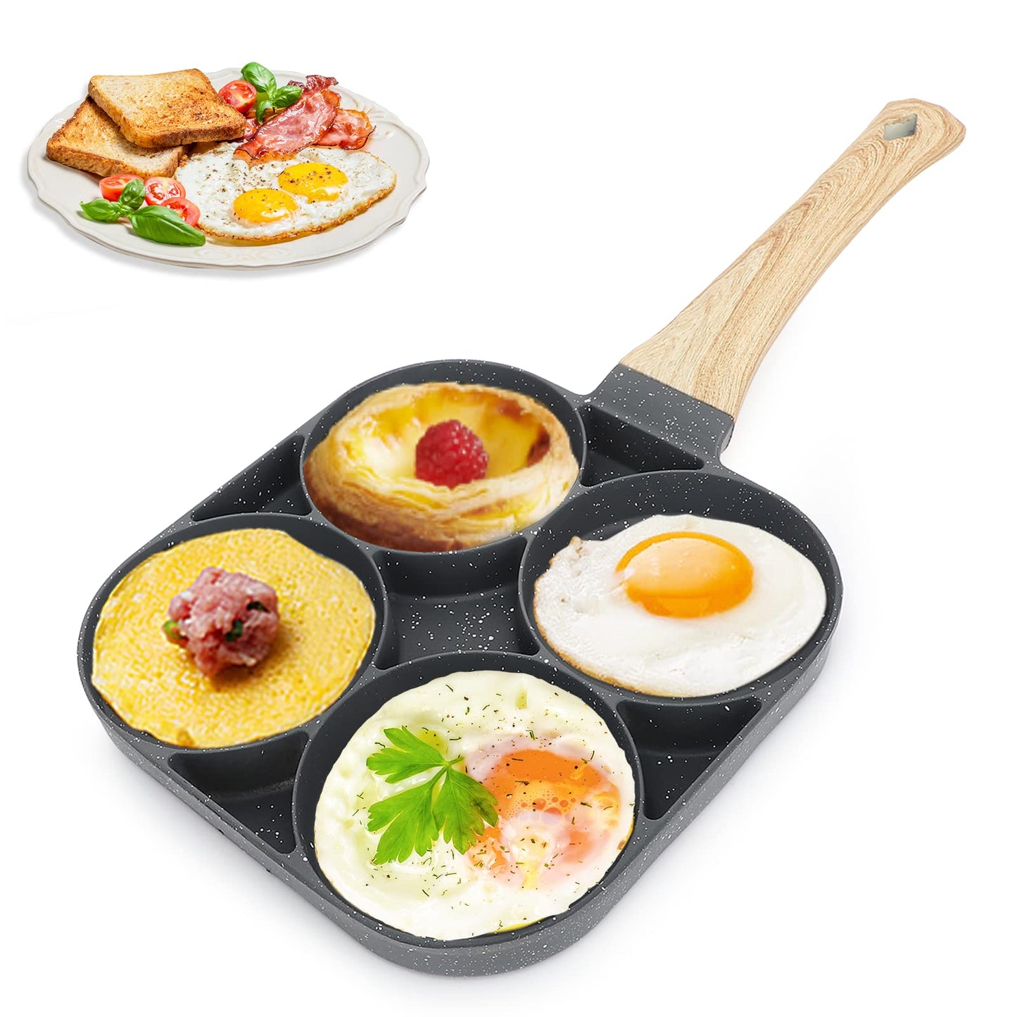 4 Slots Nonstick  Frying Pan for Pancakes, Omelet, steak Breakfast