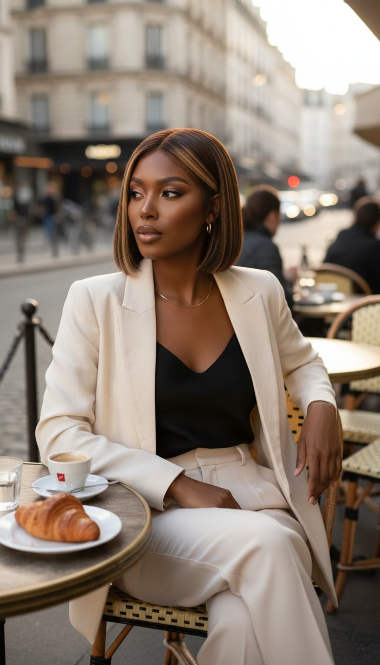 Heat Resistant Mid Split Tangle free Bob Wig  with a free wig Cap