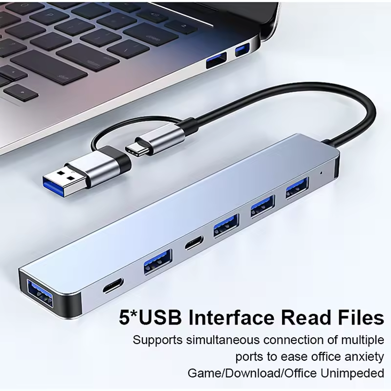 7 in 1 USB Splitter 2 in 1 USB A to Type C Hub 7 Port USB 3.0 with PD Expander USB Hubs For laptop PC Computer