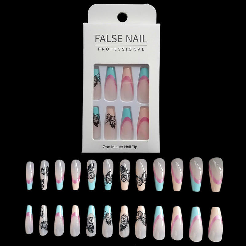 5 Assorted Packs of 24pc per pack Luxury Long Press On False Nails With Glue