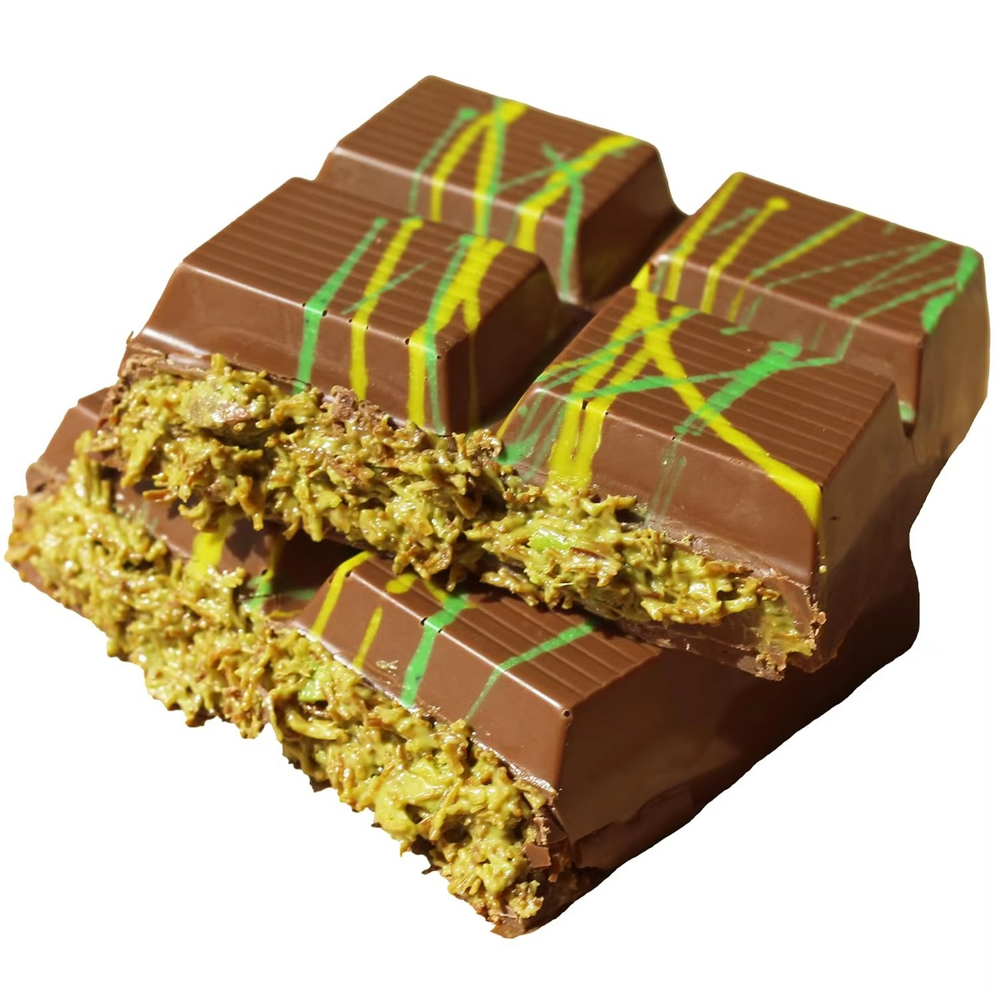 Viral Dubai Kunafa Pistachio Chocolate, Milk Chocolate bar Filled with Pistachio Cream