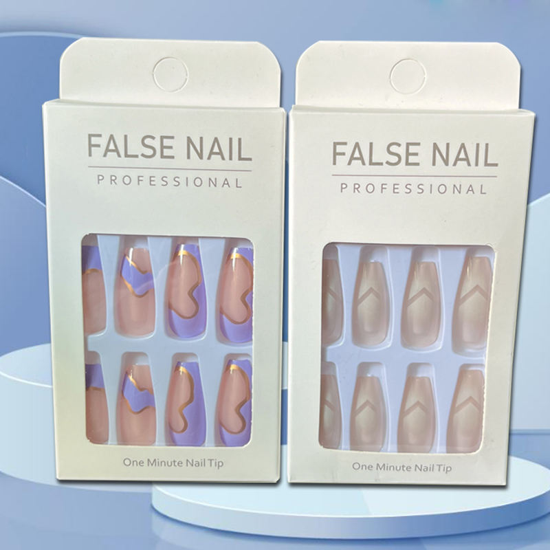 5 Assorted Packs of 24pc per pack Luxury Long Press On False Nails With Glue