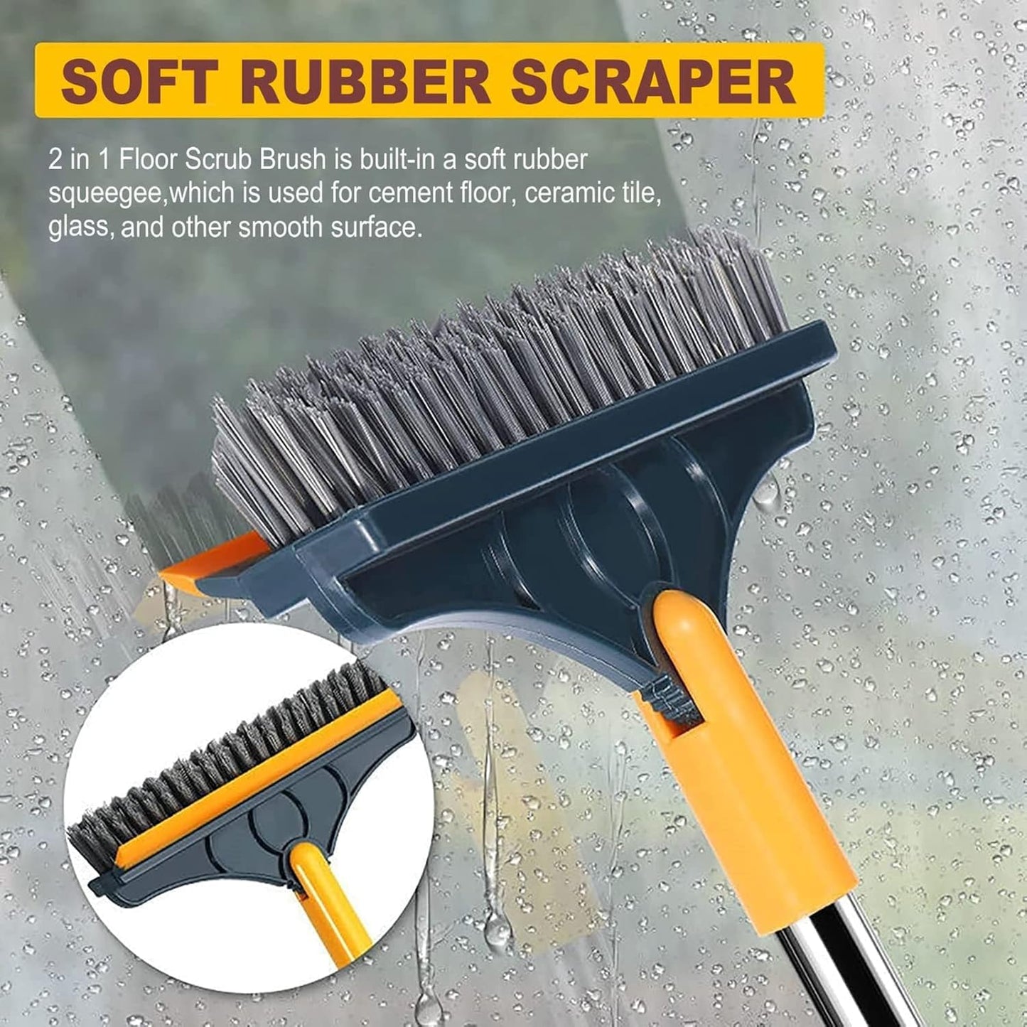 3-in-1 Bathroom Scrubber, Scrub, Scrap and Squeegee