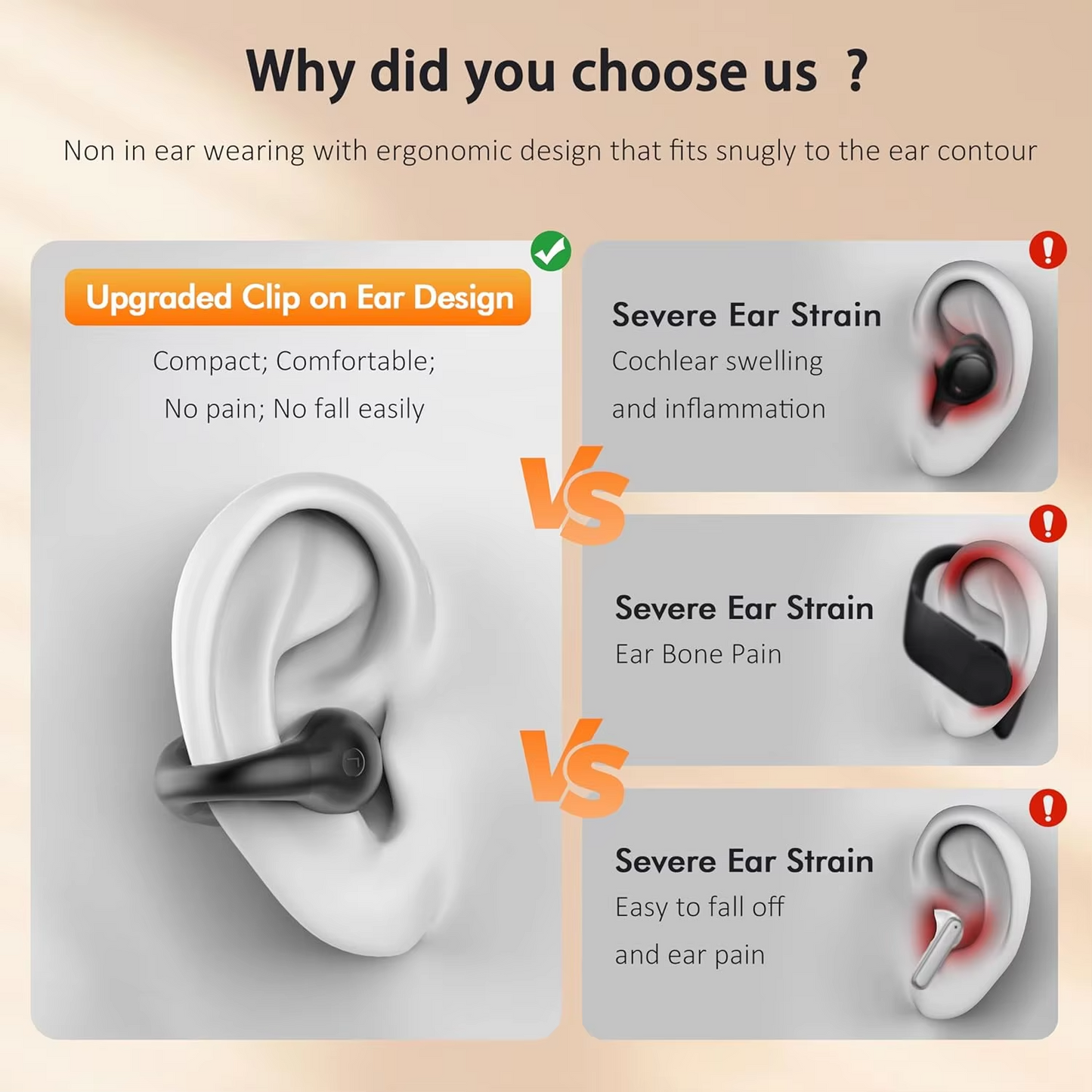 Q80 Ear Clip Wireless Sports Earphones with High Quality Sound