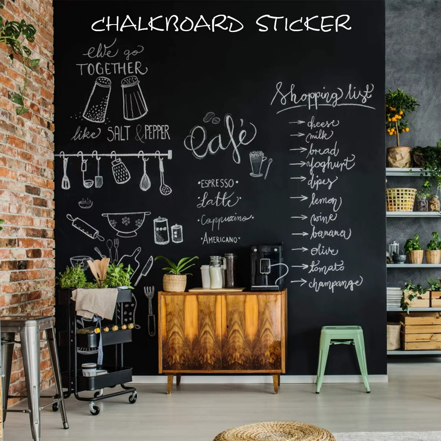 Self Adhesive Wallpaper Blackboard for Kids and Adults 90cm by 200cm with free Chalk