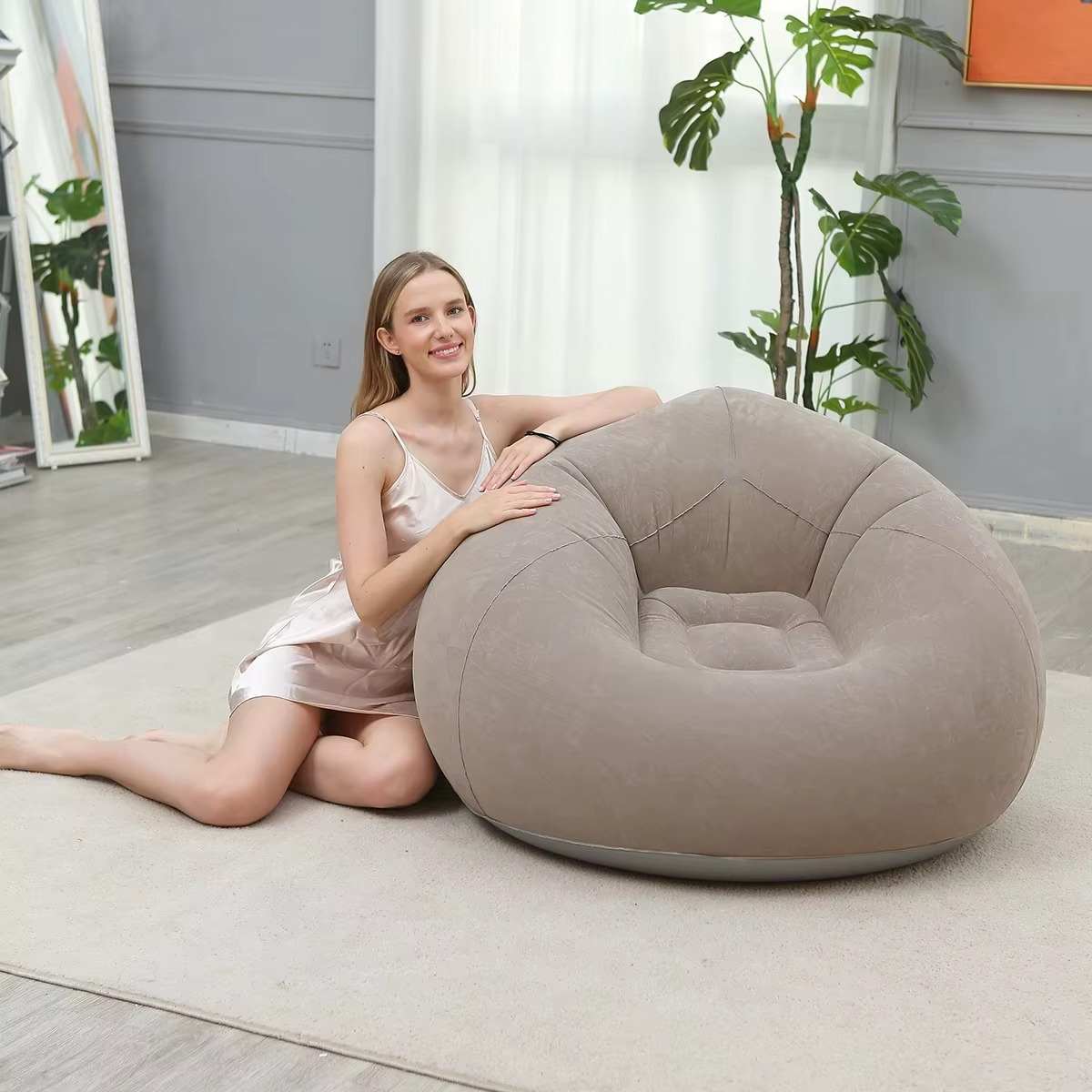 Inflatable Sofa for Home Use Outdoor Camping & Living Room with Free Pump