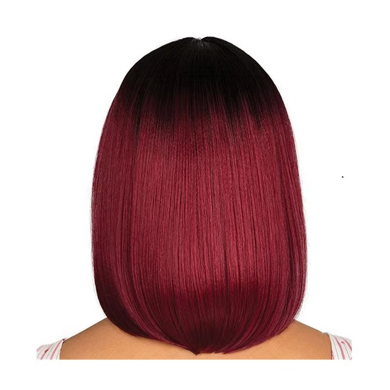 Heat Resistant Mid Split Tangle free Bob Wig  with a free wig Cap