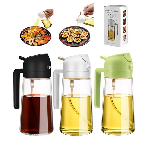 2 in 1 Oil Sprayer and Dispenser Glass Bottle