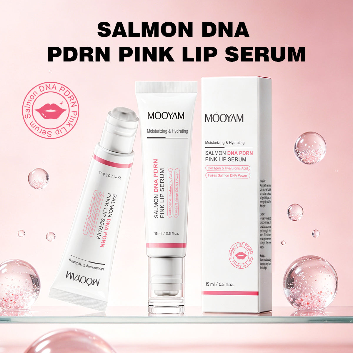 Mooyam Salmon DNA PDRN Pink Lip Serum Exfoliating for Dark Lips (Buy 1 get 1 free)