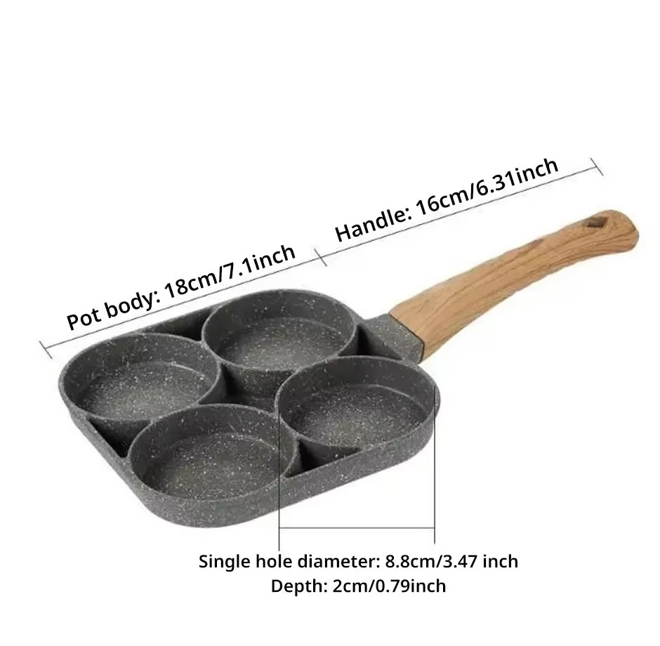 4 Slots Nonstick  Frying Pan for Pancakes, Omelet, steak Breakfast