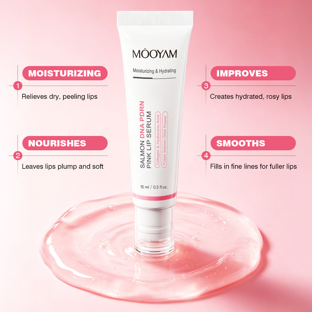 Mooyam Salmon DNA PDRN Pink Lip Serum Exfoliating for Dark Lips (Buy 1 get 1 free)