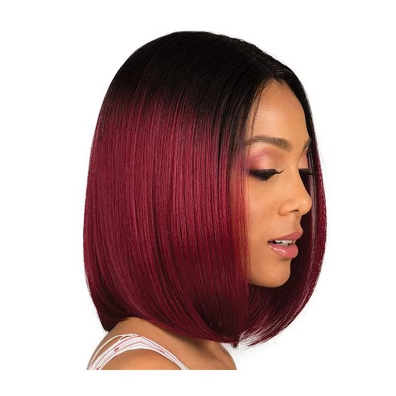 Heat Resistant Mid Split Tangle free Bob Wig  with a free wig Cap