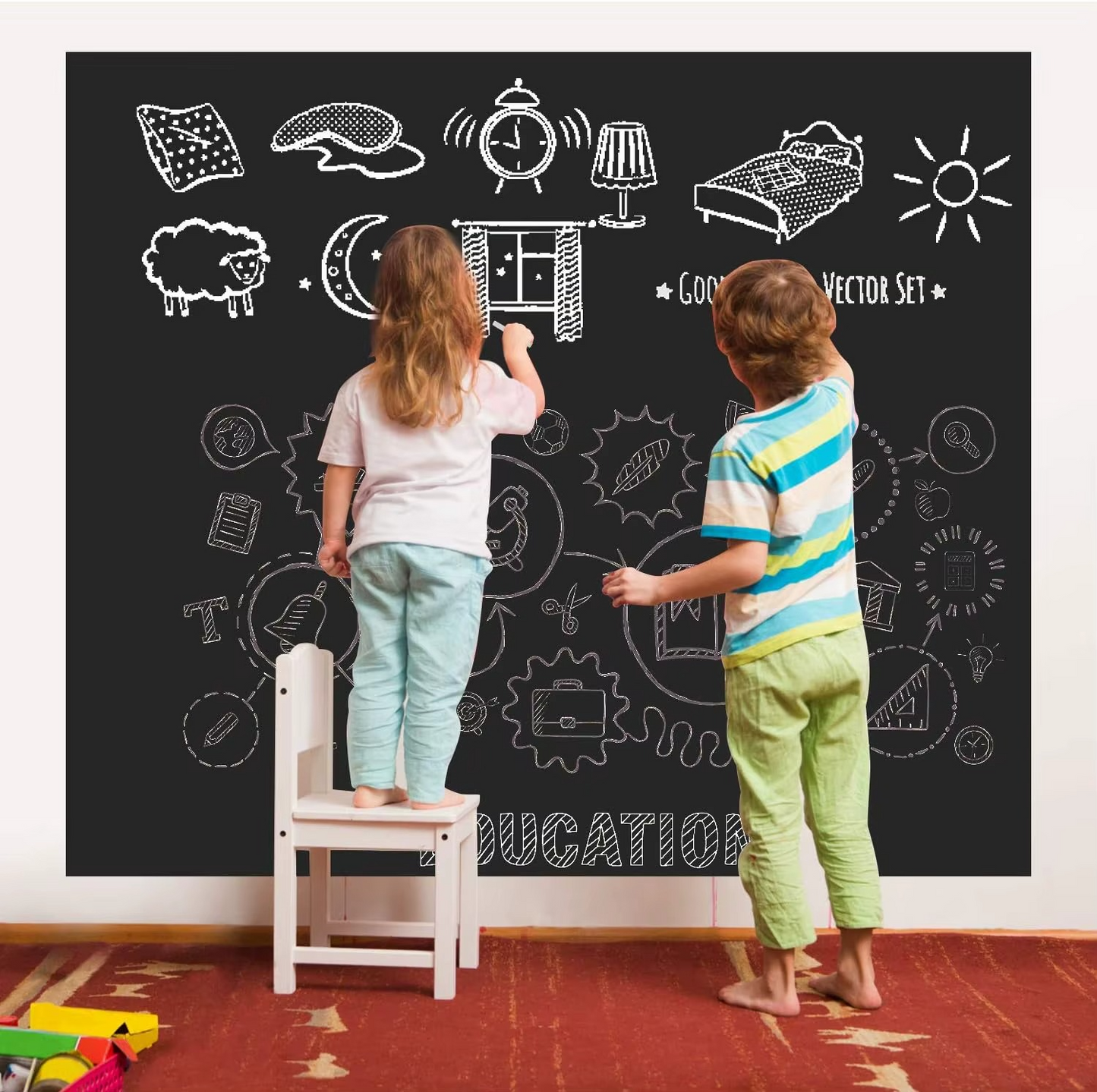 Self Adhesive Wallpaper Blackboard for Kids and Adults 90cm by 200cm with free Chalk