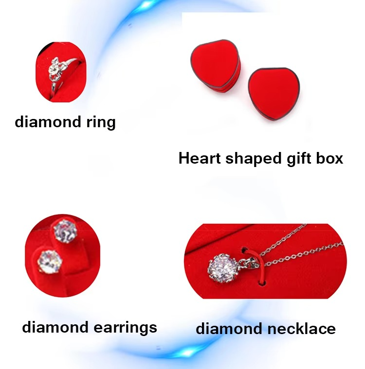 4pcs Jewelry Romantic Gift Set In a Red Heart Shape Box