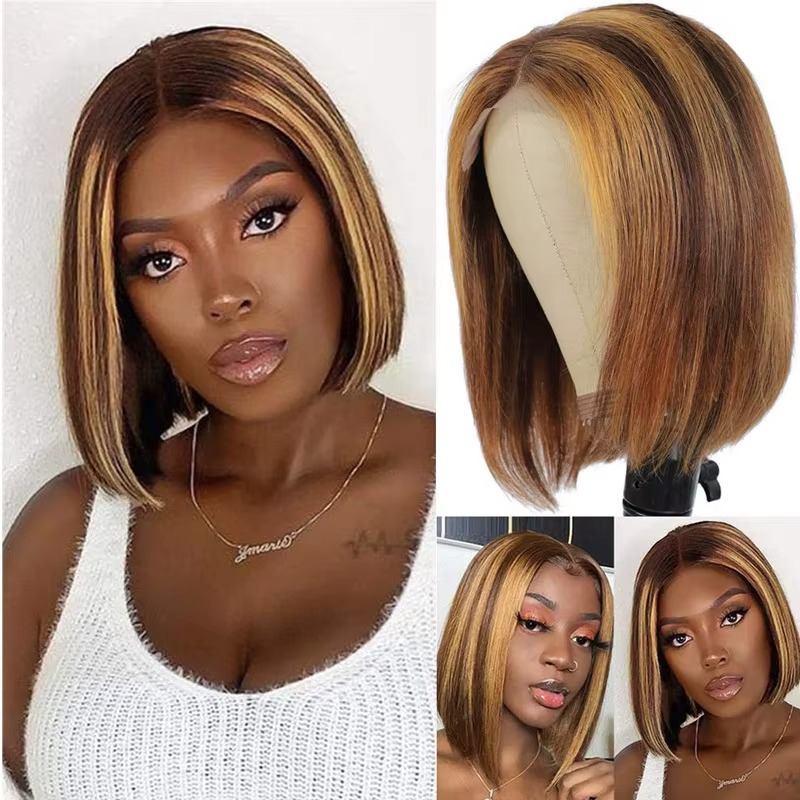 Heat Resistant Mid Split Tangle free Bob Wig  with a free wig Cap