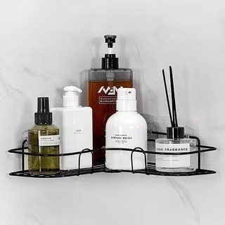 2pc Metal Corner Bathroom Storage Racks Self Adhesive