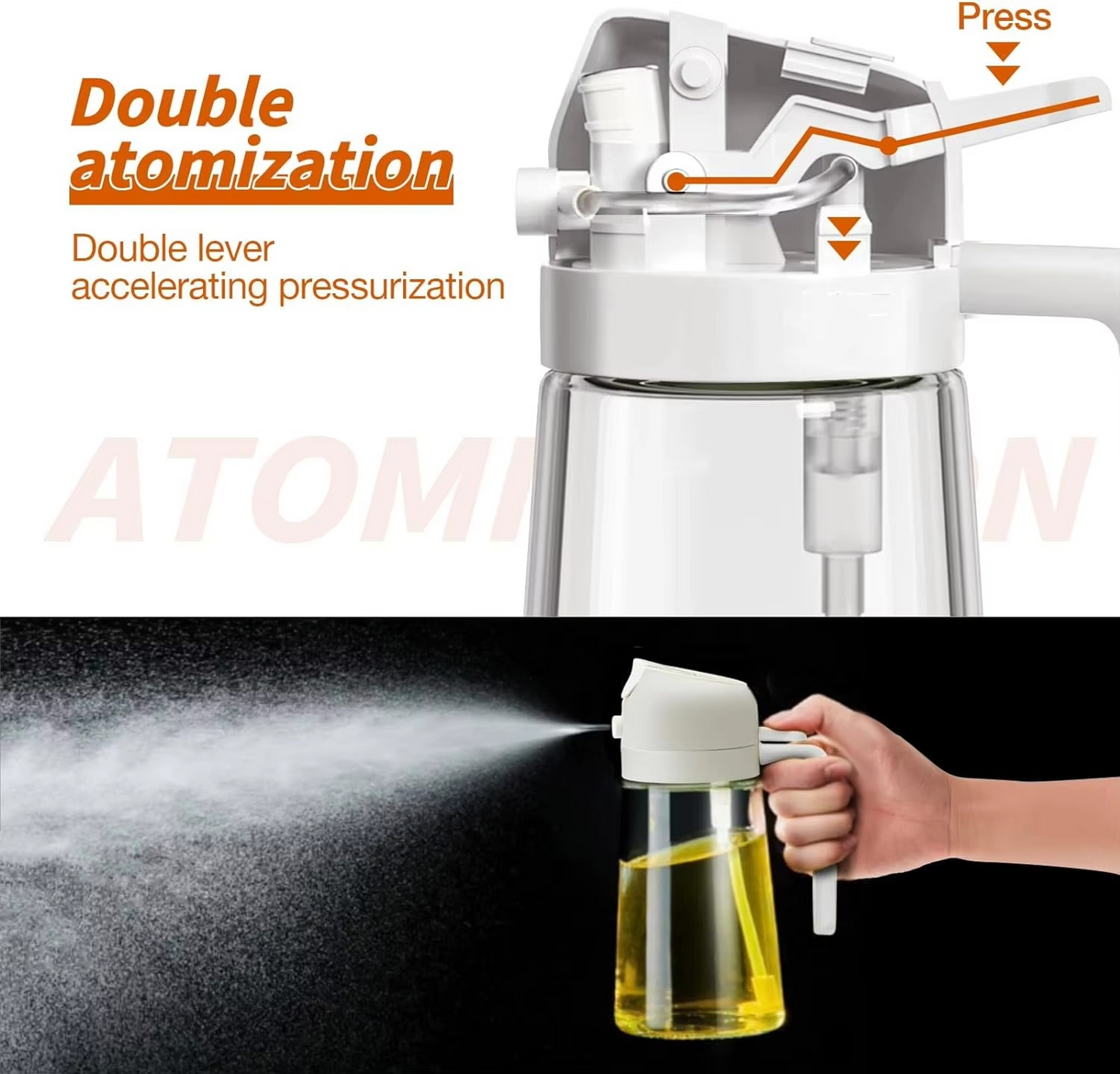 2 in 1 Oil Sprayer and Dispenser Glass Bottle