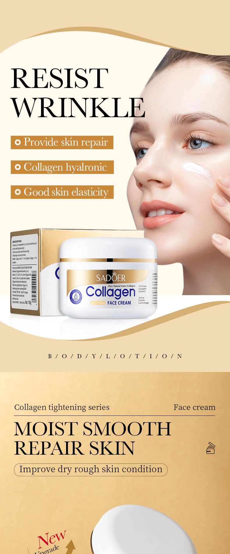 Natural Organic Collagen Hydrating Anti Aging Face Whitening Cream For All Skin