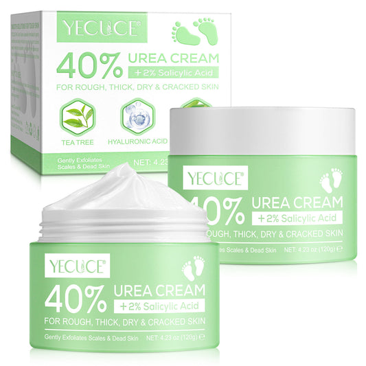 120g YECUCE 40% Urea Foot Cream, Soft Heels cream, Deeply Exfoliating and Moisturizes Rough Dry Cracked Feet and Hands with 40% Urea Cream 2% Salicylic Acid