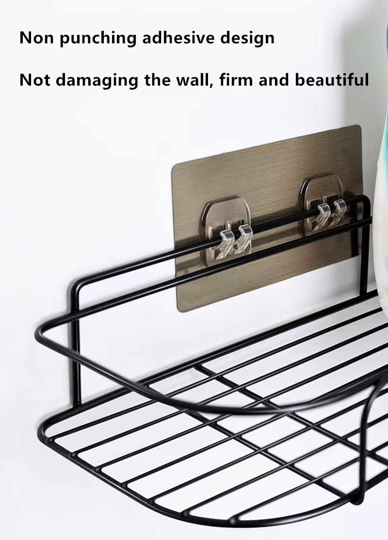 2pc Metal Corner Bathroom Storage Racks Self Adhesive