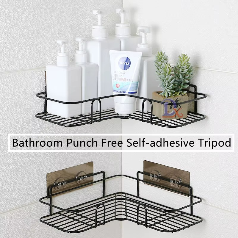 2pc Metal Corner Bathroom Storage Racks Self Adhesive
