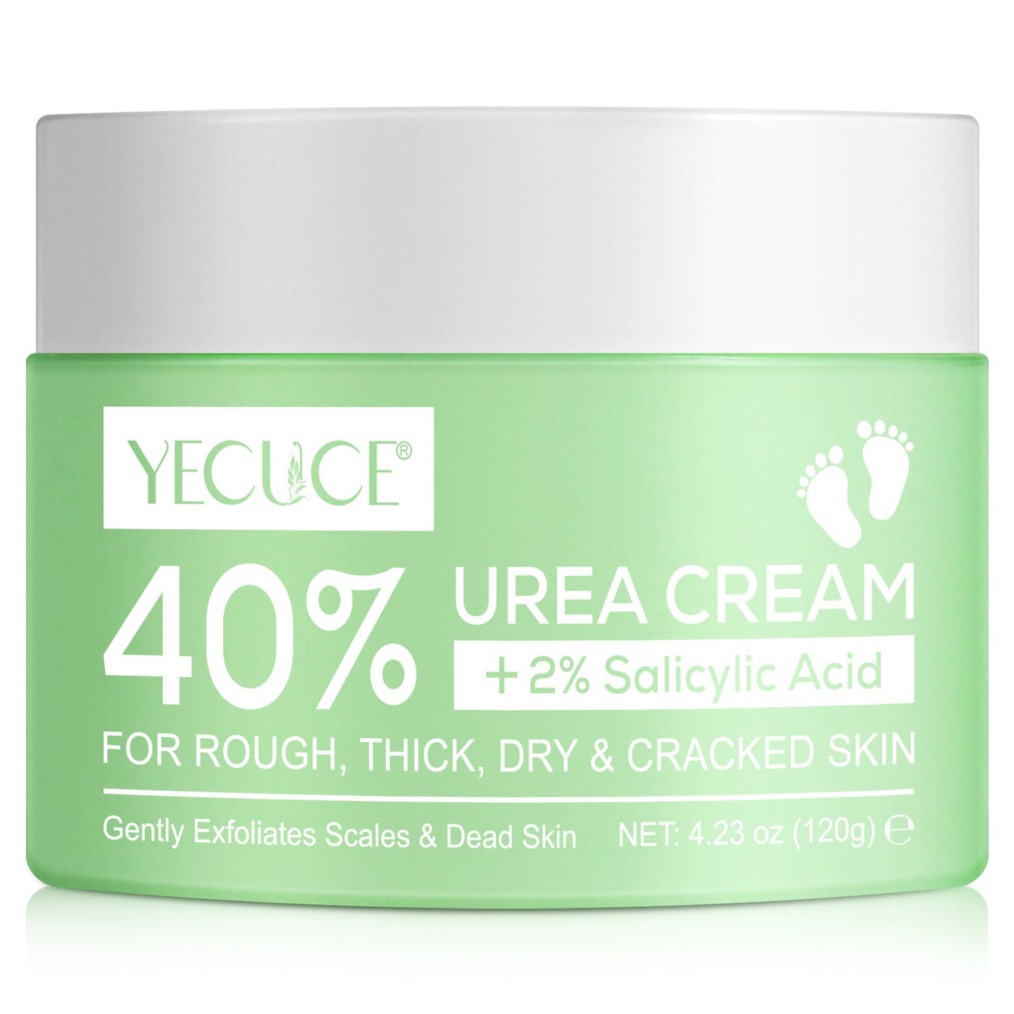 120g YECUCE 40% Urea Foot Cream, Soft Heels cream, Deeply Exfoliating and Moisturizes Rough Dry Cracked Feet and Hands with 40% Urea Cream 2% Salicylic Acid