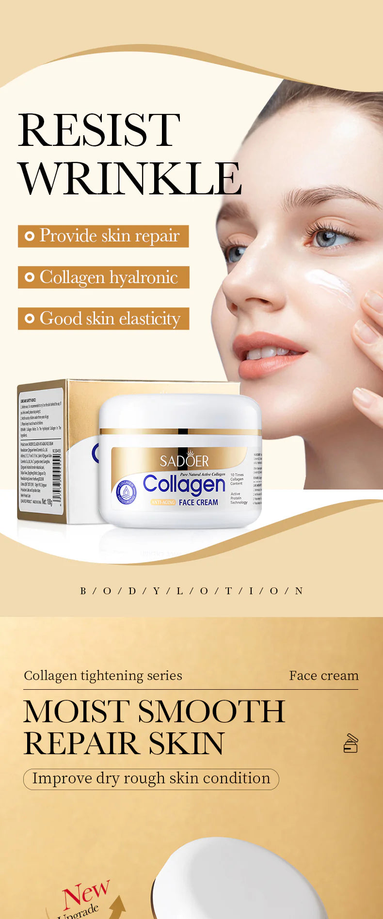 Collagen serum + Collagen Cream anti aging anti wrinkle combo