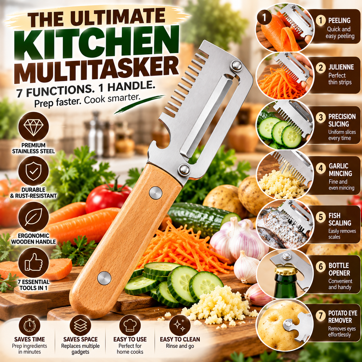 2pc 7-in-1 Multi-Purpose Kitchen Tool
