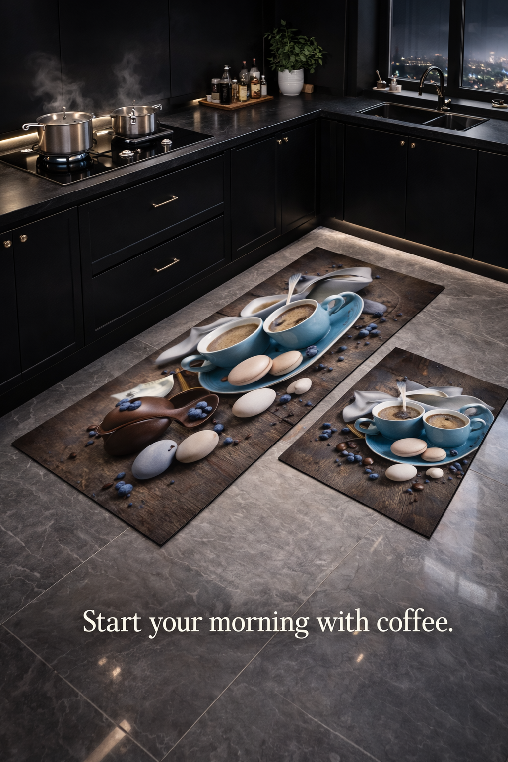 2pc High Quality Non Slip Waterproof 3D Kitchen Mats