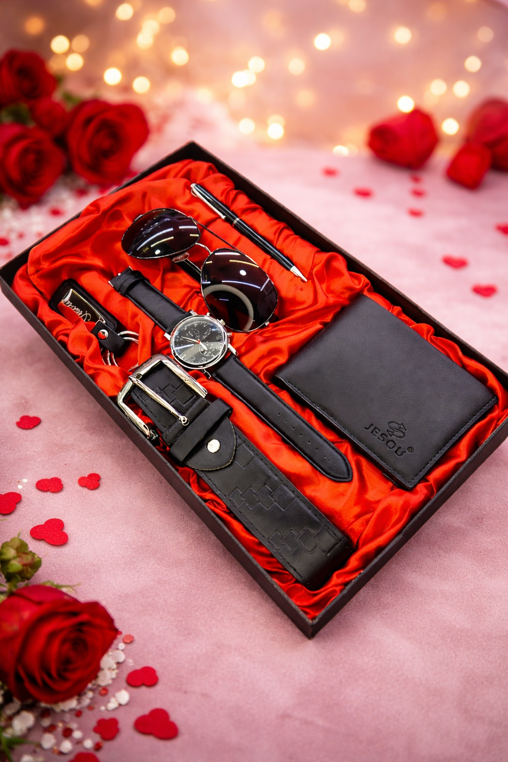 4pcs Jewelry Romantic Gift Set In a Red Heart Shape Box