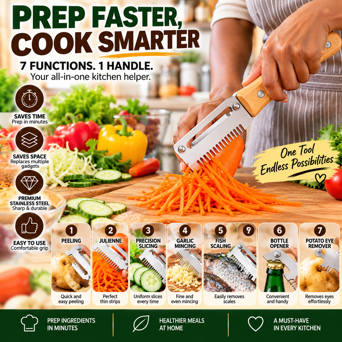 2pc 7-in-1 Multi-Purpose Kitchen Tool