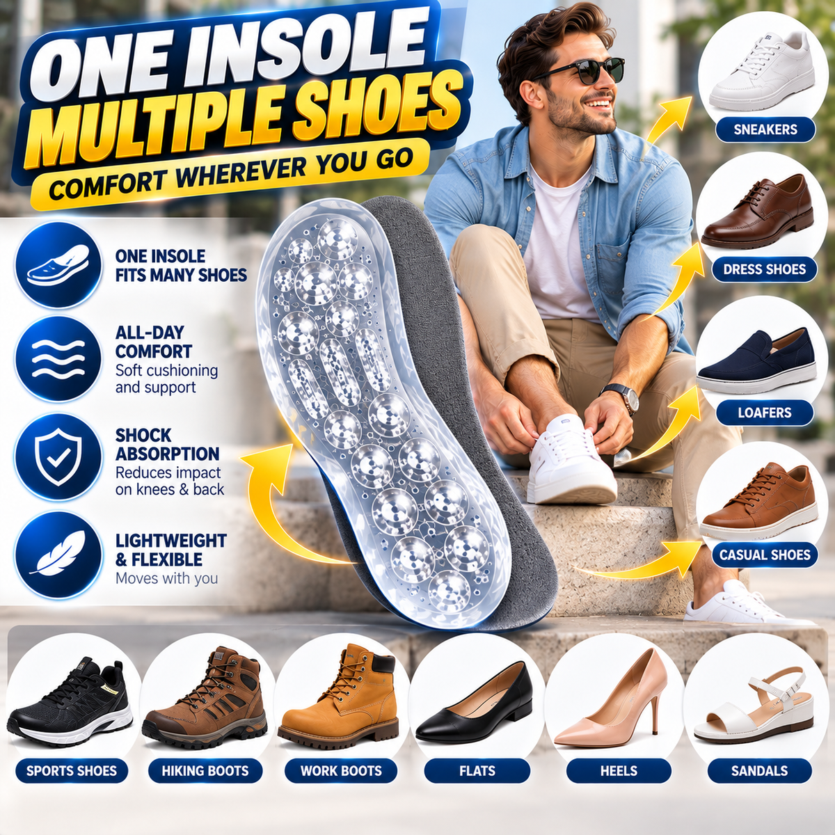 5-Layer Height Increase Insoles – Add Up to 5cm Instantly